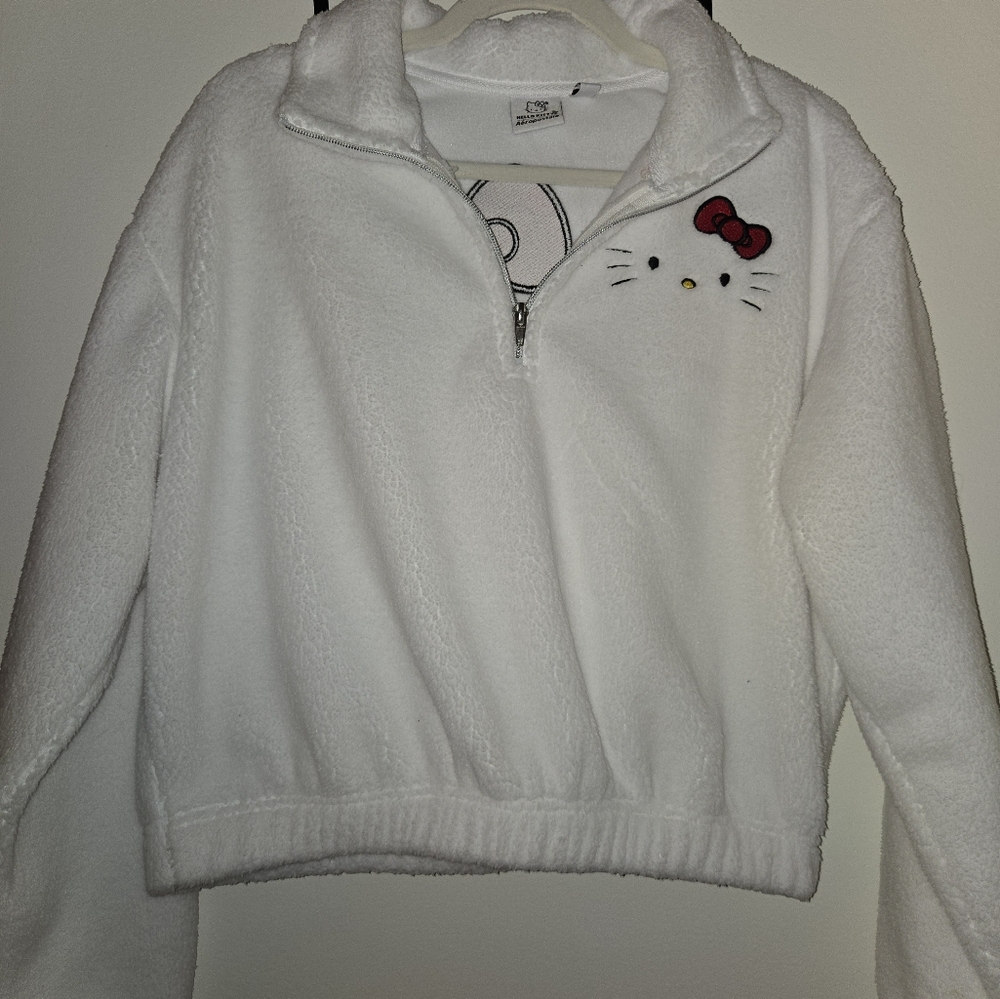 Hello Kitty White and Red Sweatshirt with Embroidered Detail